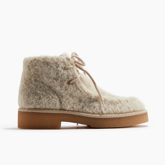 H&M Shoes - NWT H&M Fluffy Sherpa Lace Up Boots
